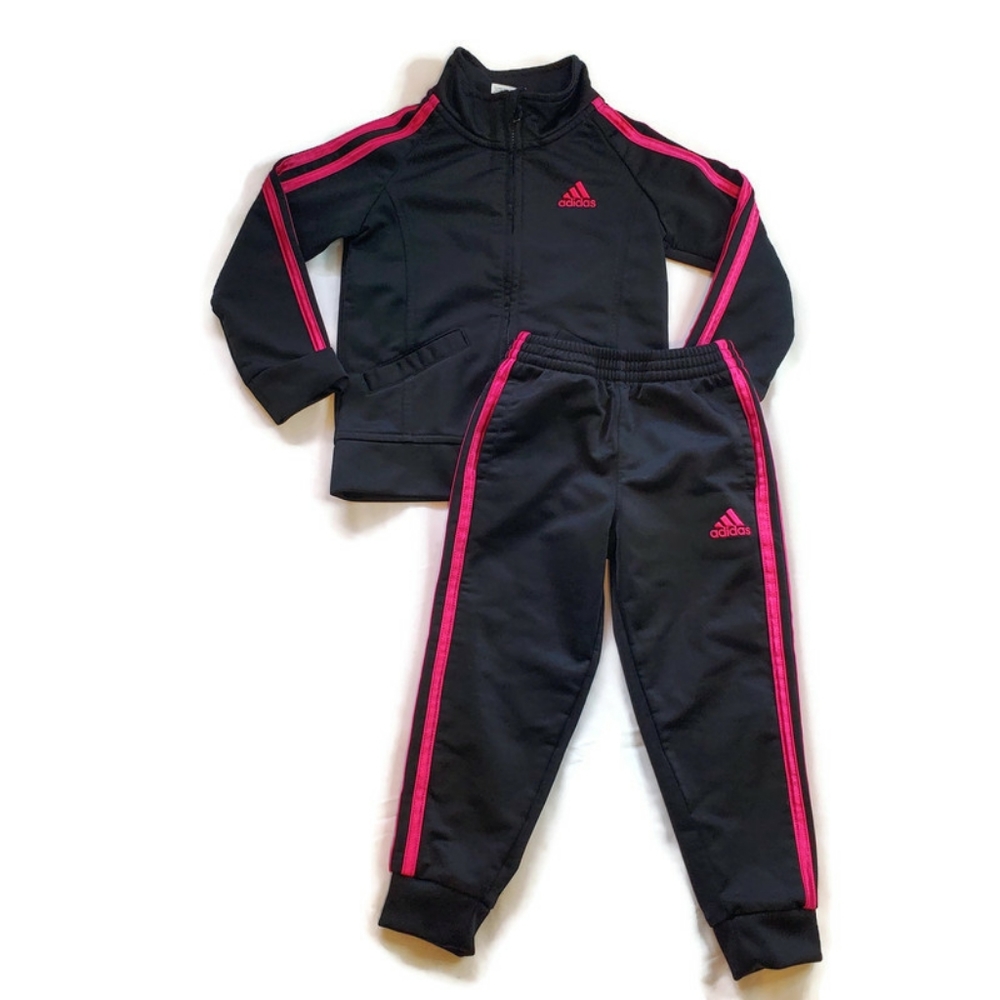 Adidas Girls 3 Stripe Track Suit